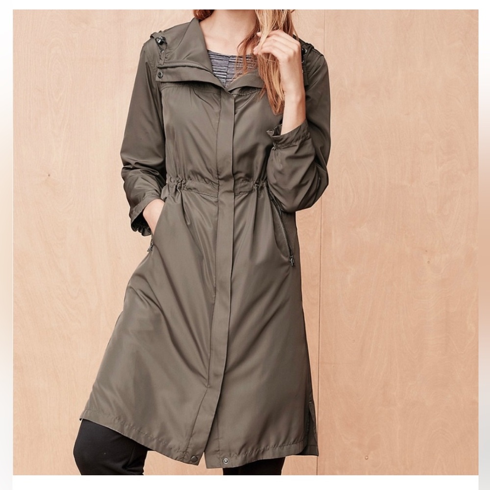 Garnet Hill Hooded Cinched Zip Anorak Utility Midi Jacket